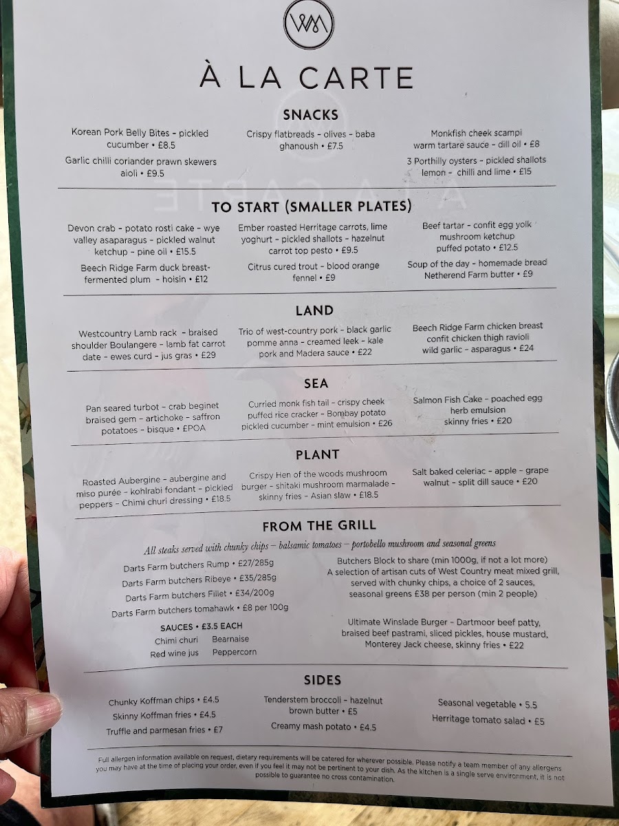 Menu Winslade Manor Restaurant & Bar-1